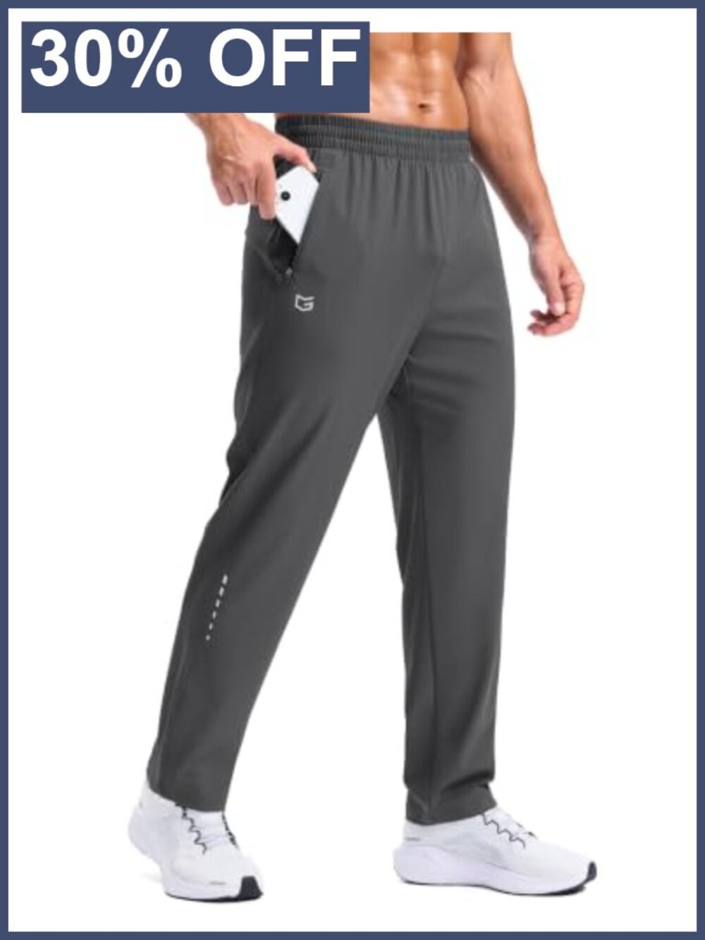 Men's Lightweight Athletic Sweatpants with Zipper Pockets and Reflective Details